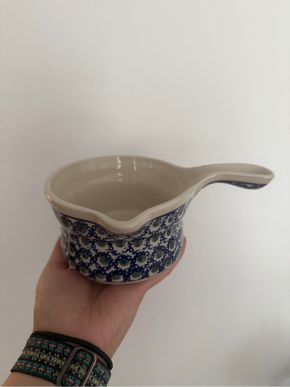 Blue Pattern Ceramic Saucepan with Handle
